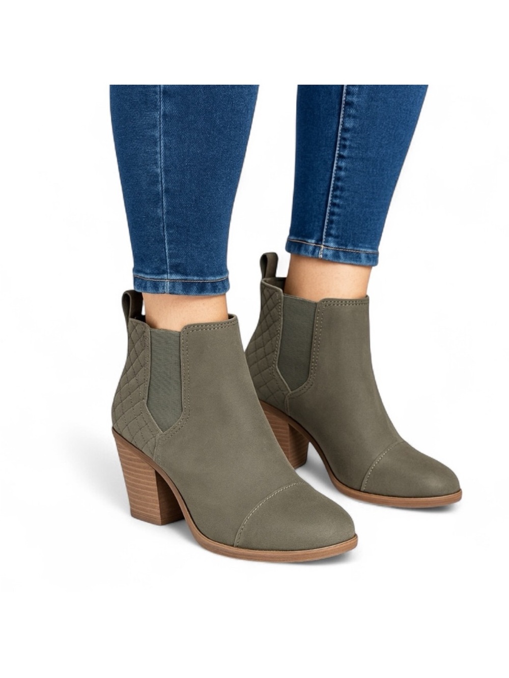 Toms Everly Boots Women’s 8.5 Leather Ankle Boots olive green